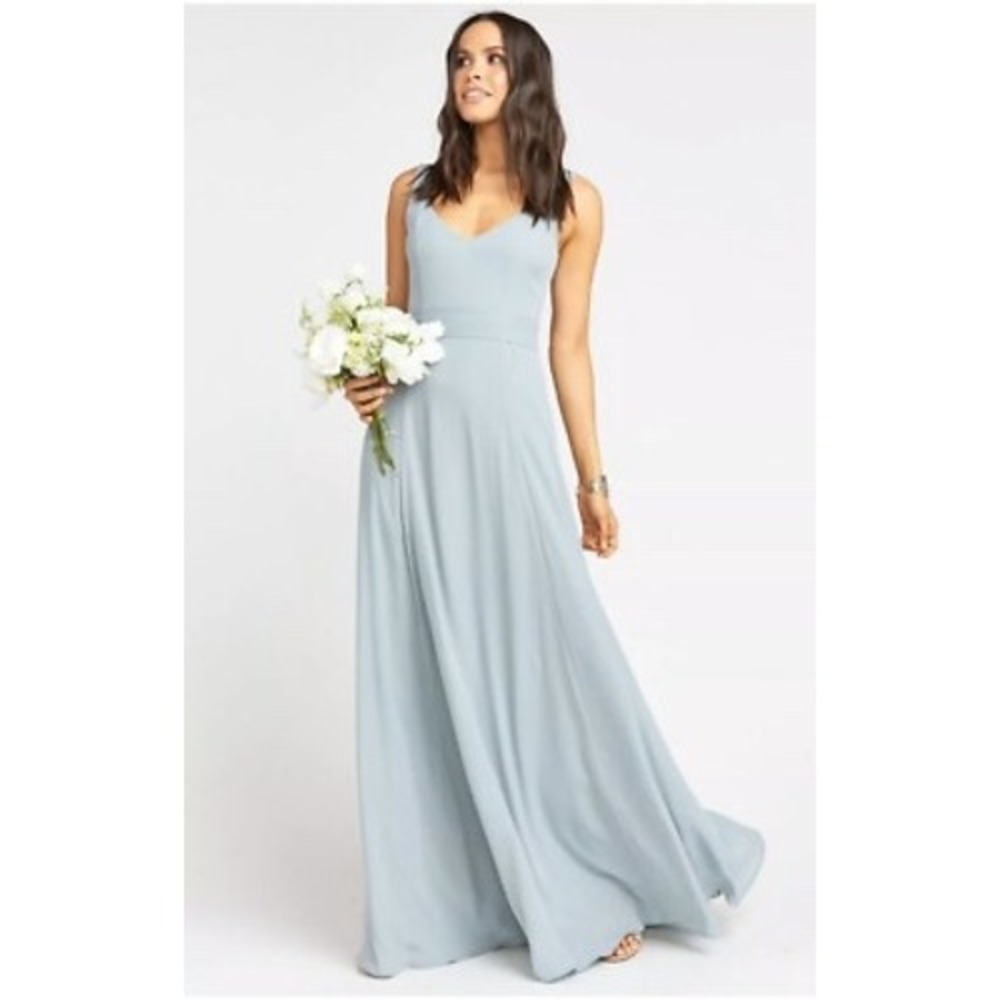 Show Me Your Mumu Weddings Dusty Blue V-Neck Maxi Bridesmaid Dress Large NWT‎